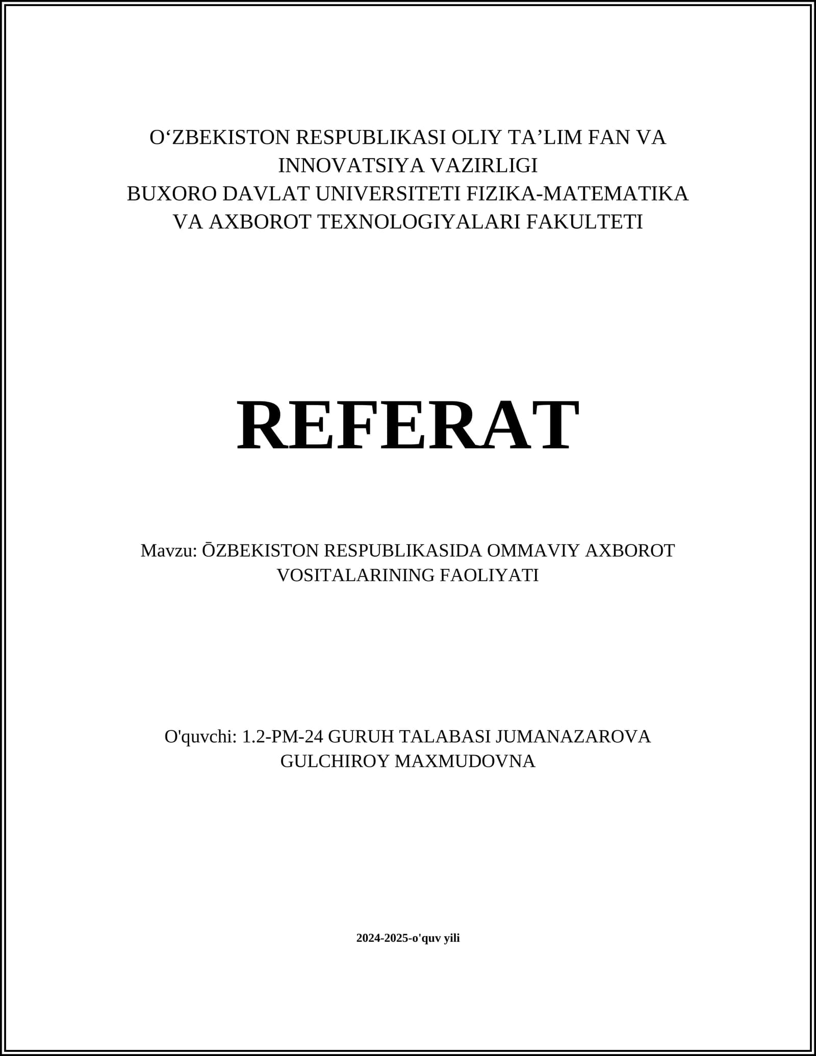 Ommaviy axborot vositalarining huquqiy asoslari