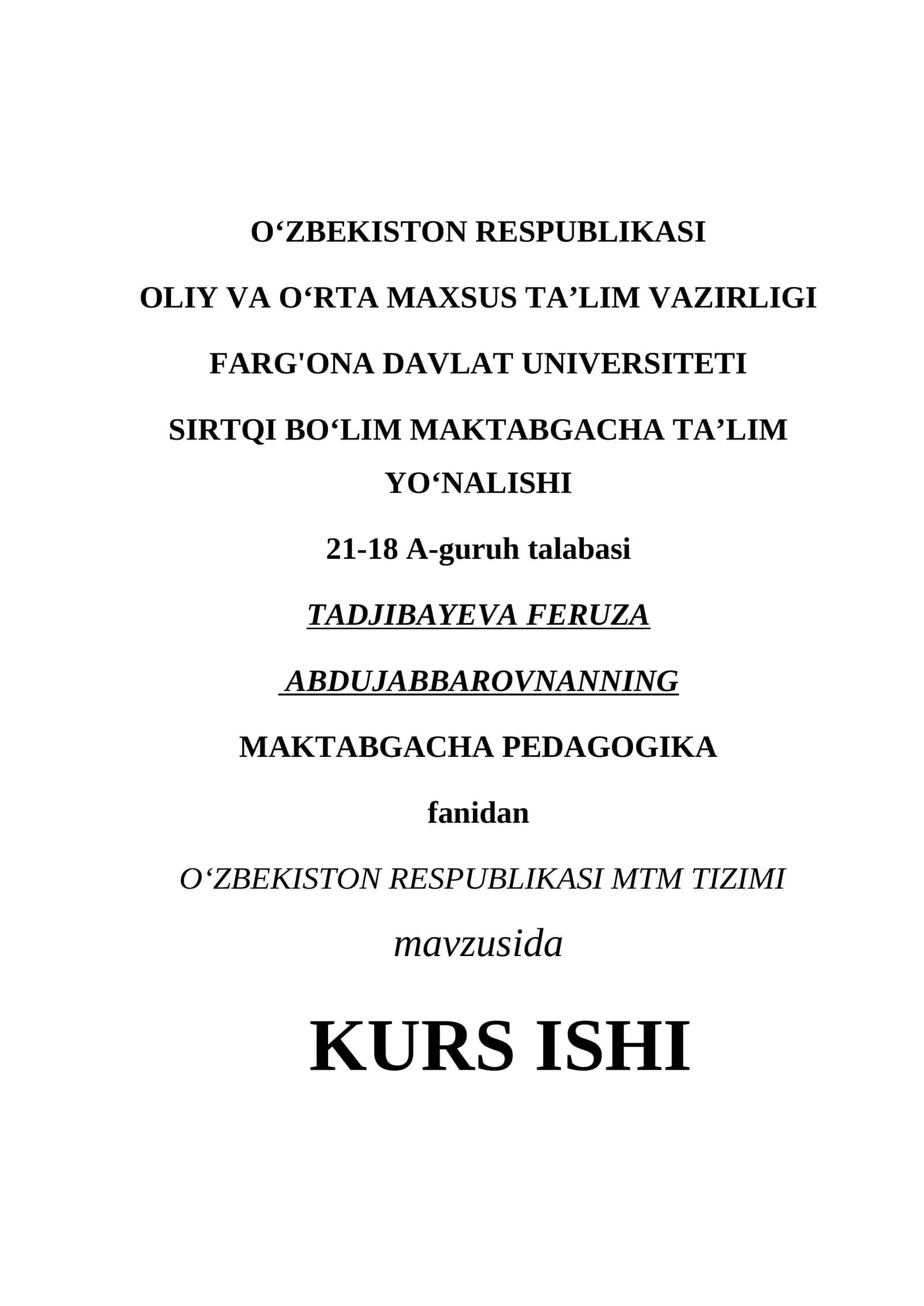 O‘zbekiston Respublikasi MTM tizimi