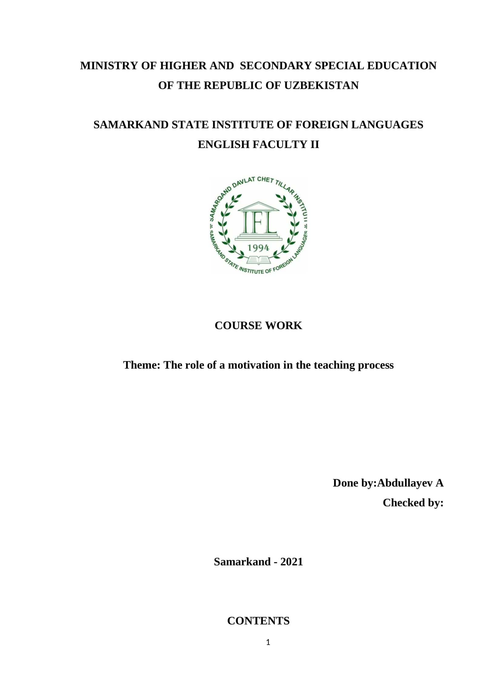 English Faculty II