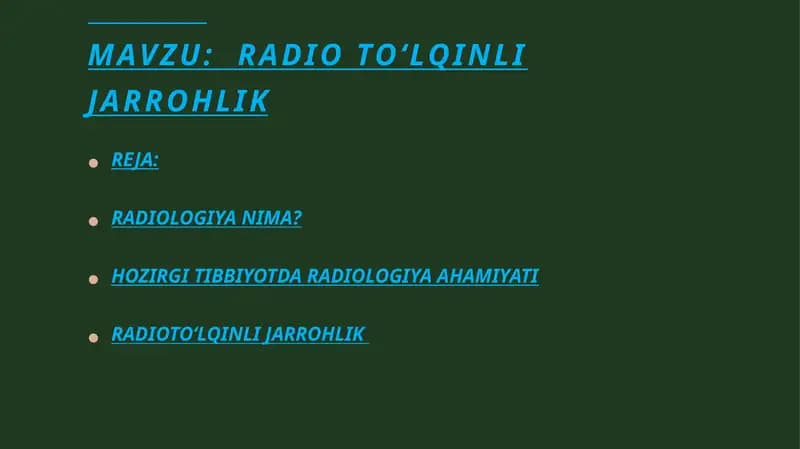 Radioto‘lqinli jarrohlik