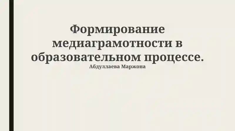 Формирование медиаграмотности в образовательном процессе