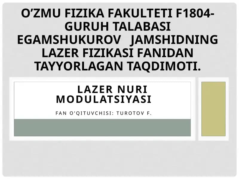 LAZER NURI MODULATSIYASI