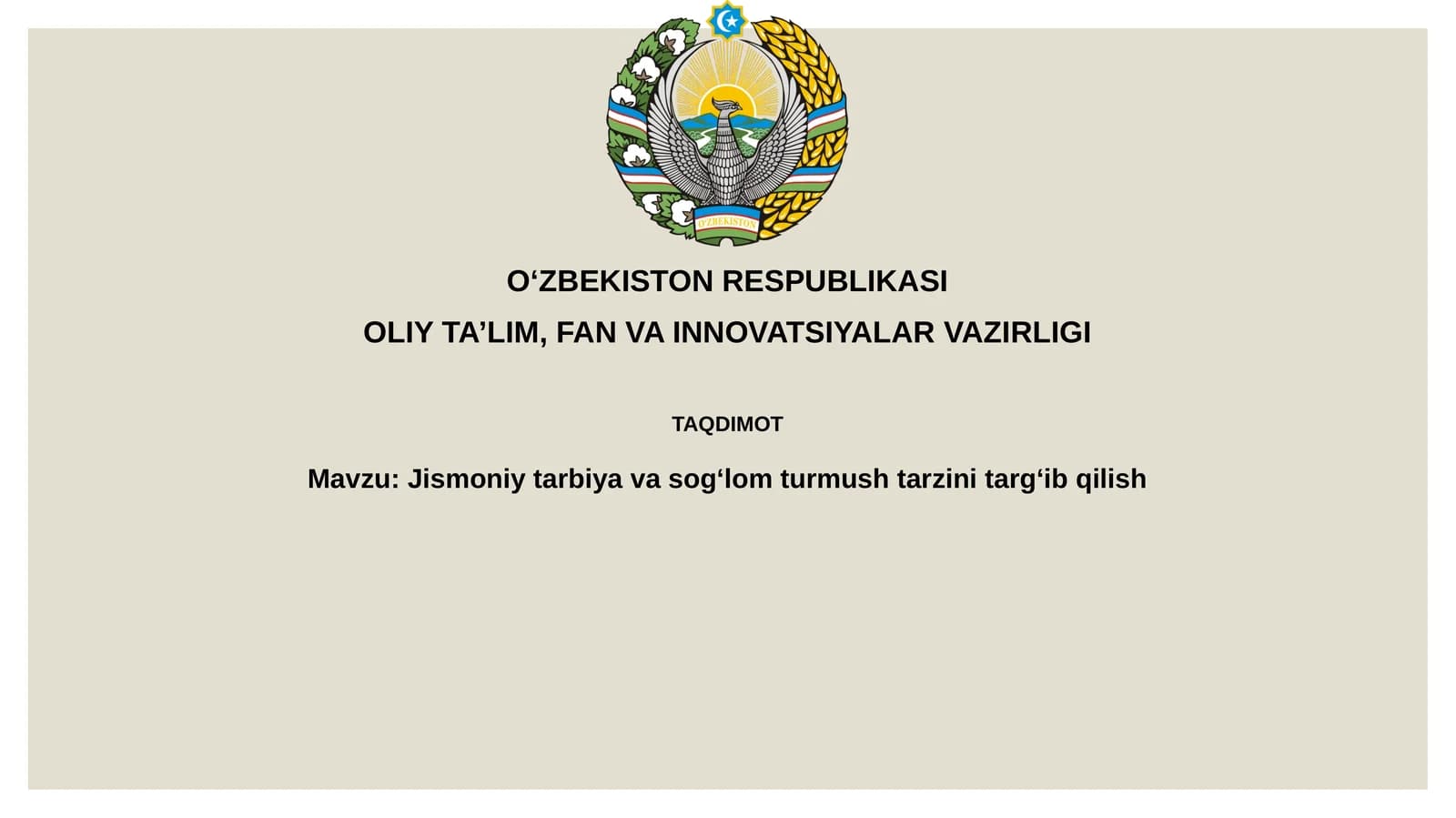 Jismoniy tarbiya va sog'lom turmush tarzi