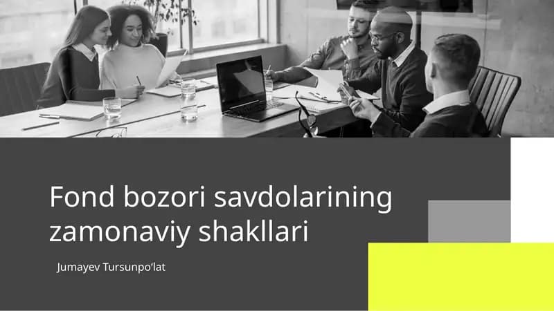 Fond bozori savdolarining zamonaviy shakllari