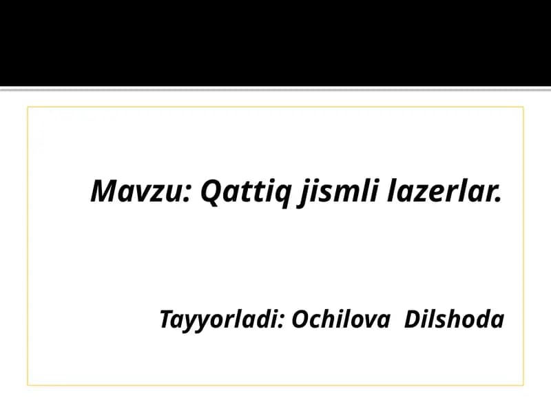 Qattiq jismlilazerlar