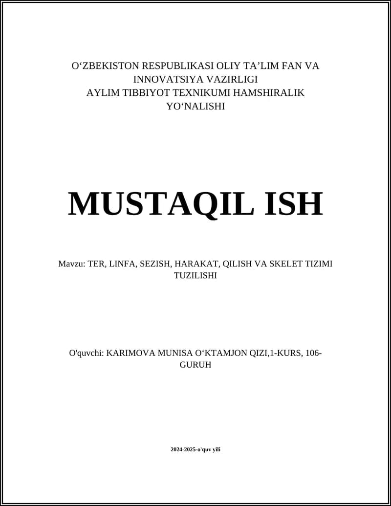 Mushaklarning tuzilishi