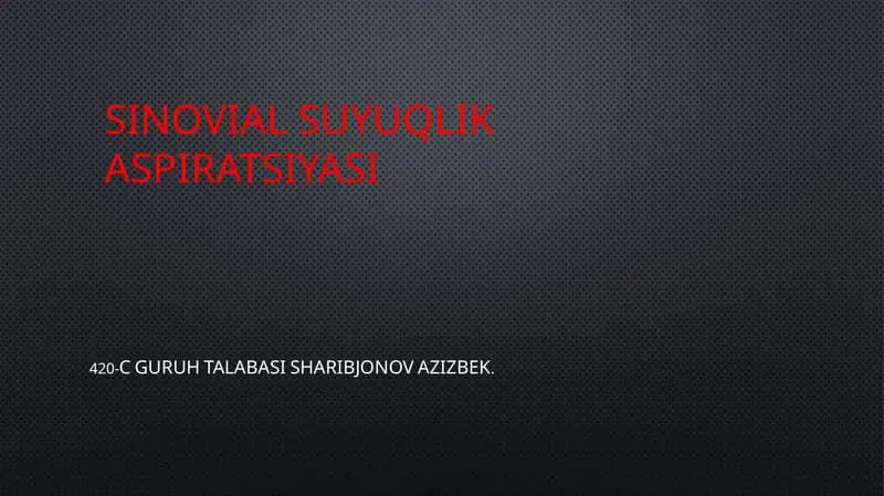 Sinovial suyuqlik aspiratsiyasi