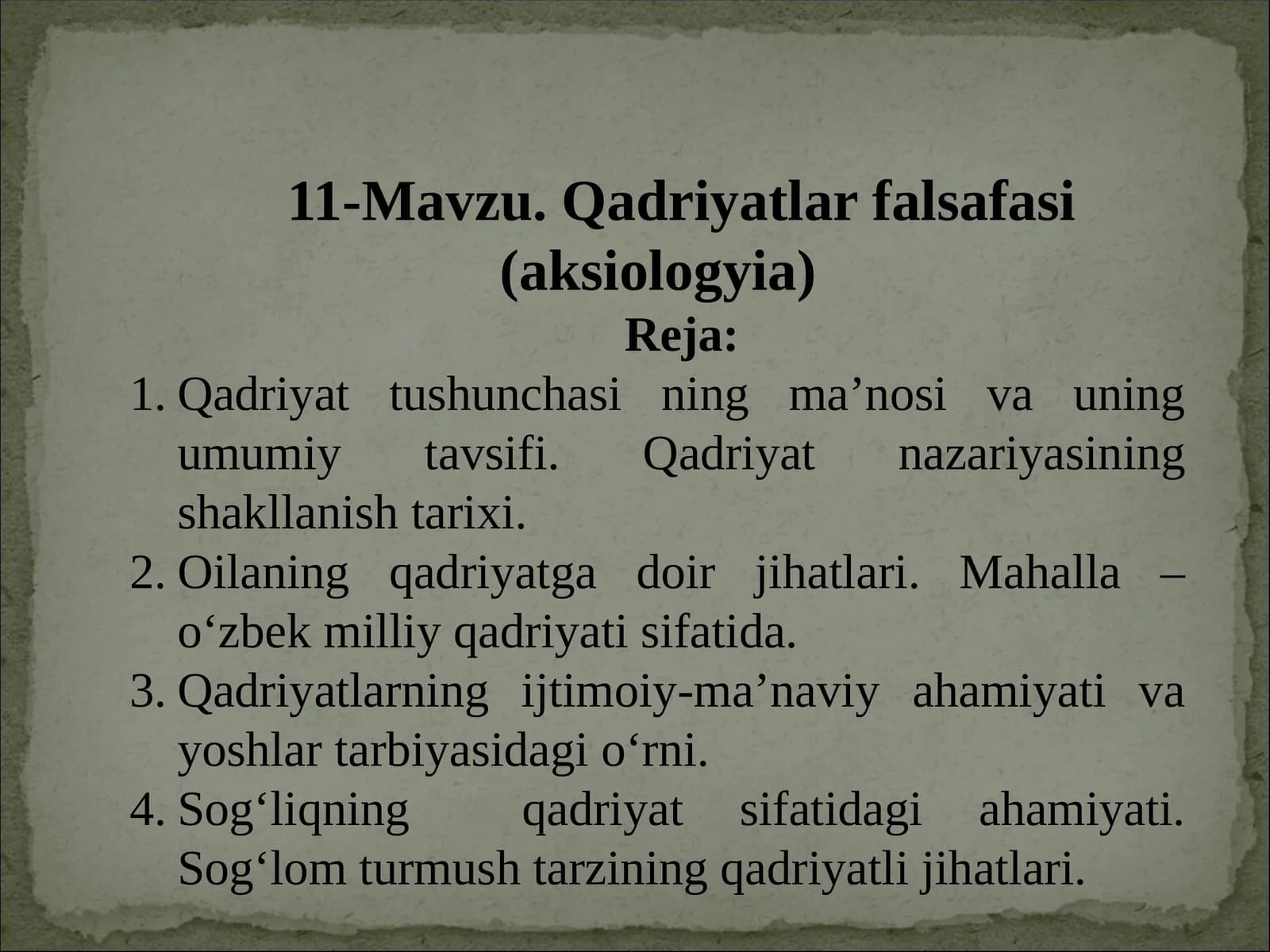 Qadriyatlar falsafasi (aksiologyia)
