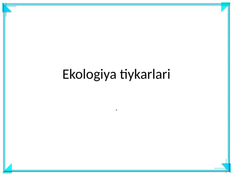 Ekologiya tiykarlari