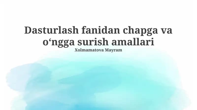 Chapga va O'ngga Siljitishning Misollari