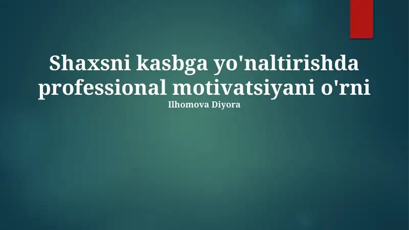 Kasbiy Motivatsiya