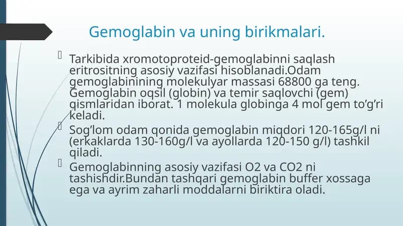 Gemoglabin va uning birikmalari
