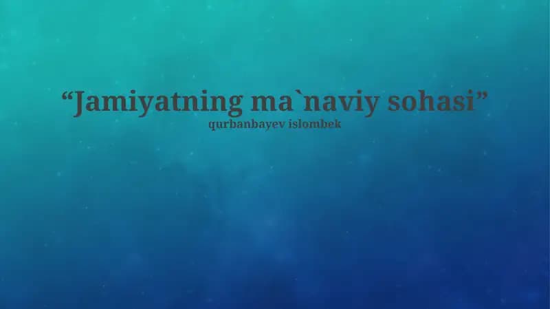 Ma'naviyatning Ma'naviy Sohasi