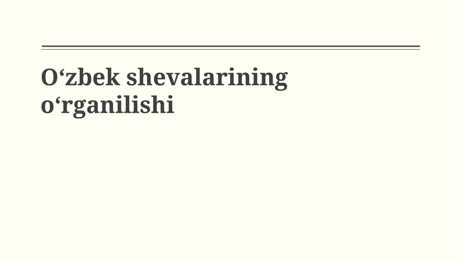O'zbek dialektlarining tasnifi va geografik tarqalishi