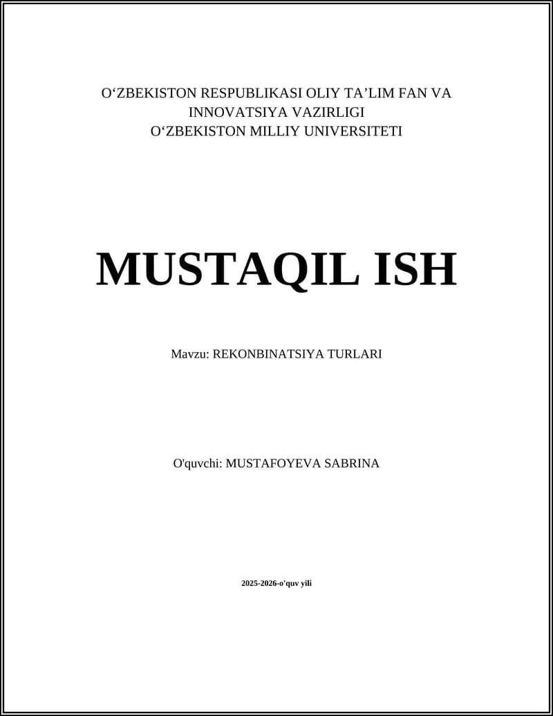 REKONBINATSIYA TURLARI