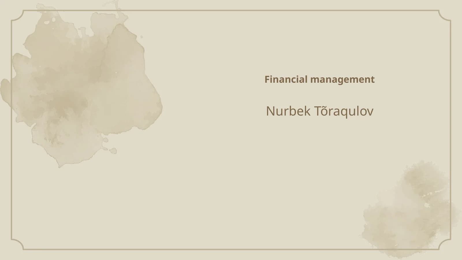 Financial management