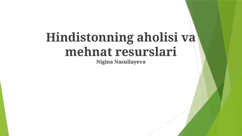 Hindistonning aholisi va mehnat resurslari
