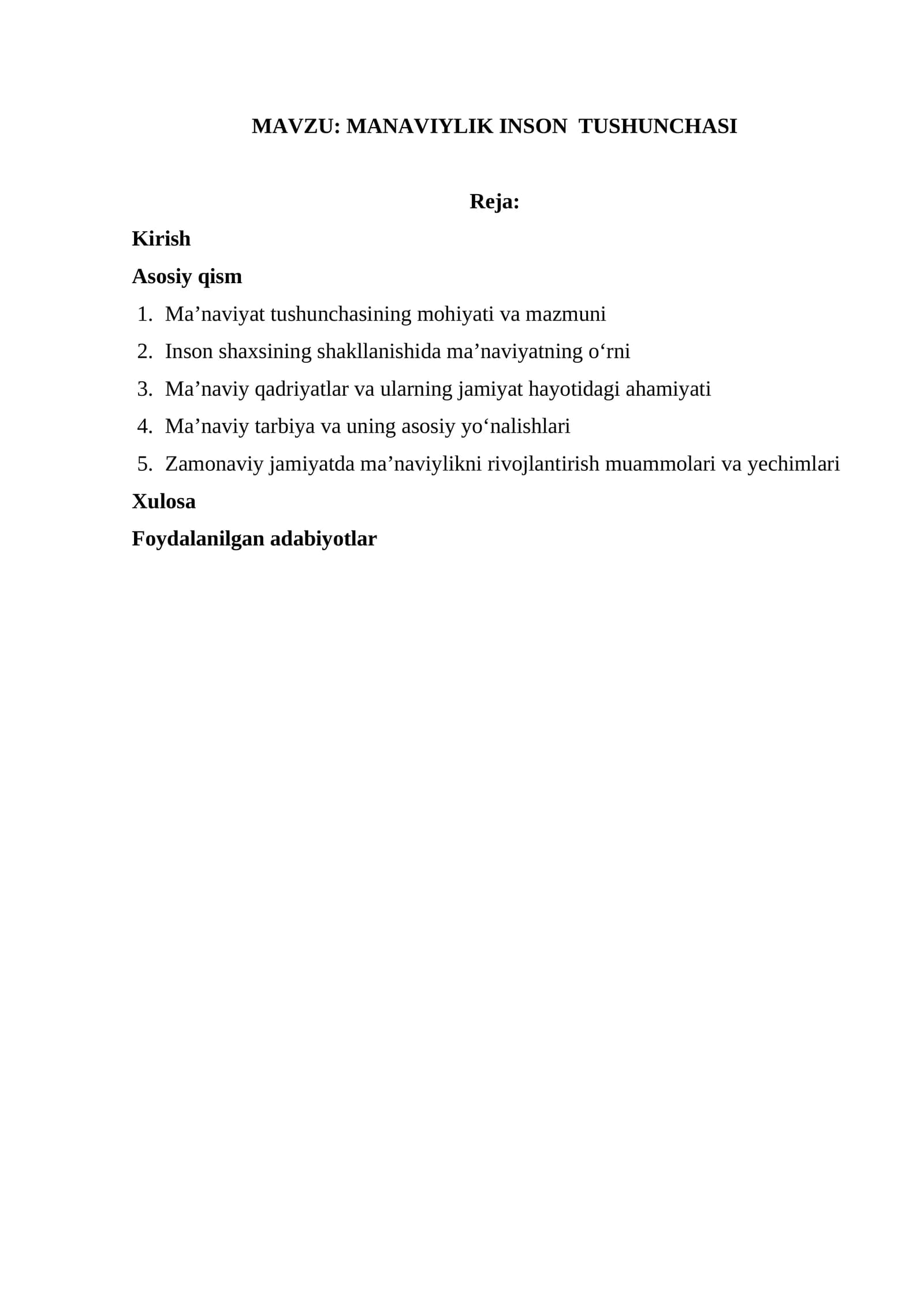 MANAVIYLIK INSON TUSHUNCHASI