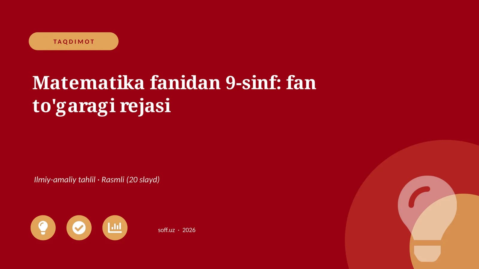 Matematika fanidan 9-sinf: fan to'garagi rejasi