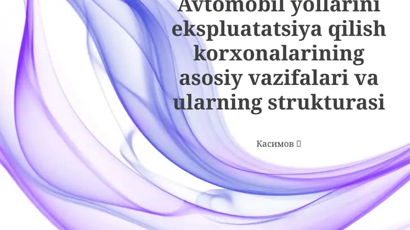 Yo'lni Ta'mirlash Kompaniyasi Tuzilmasi