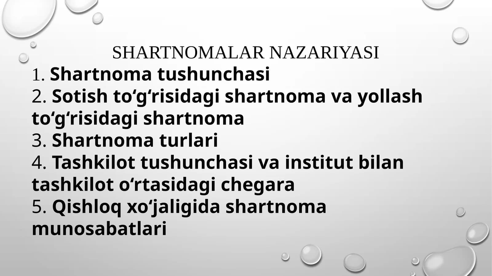 SHARTNOMALARNAZARIYASI