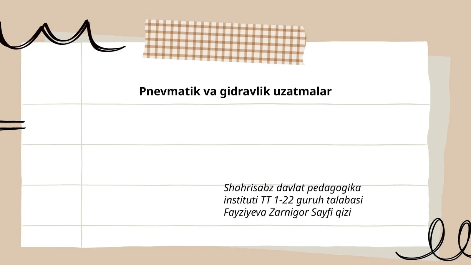 Pnevmatik va gidravlik uzatmalar