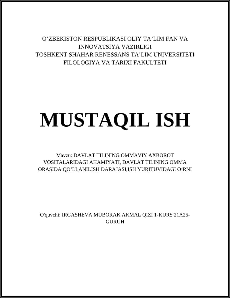 DAVLAT TILINING OMMAVIY AXBOROT VOSITALARIDAGI AHAMIYATI