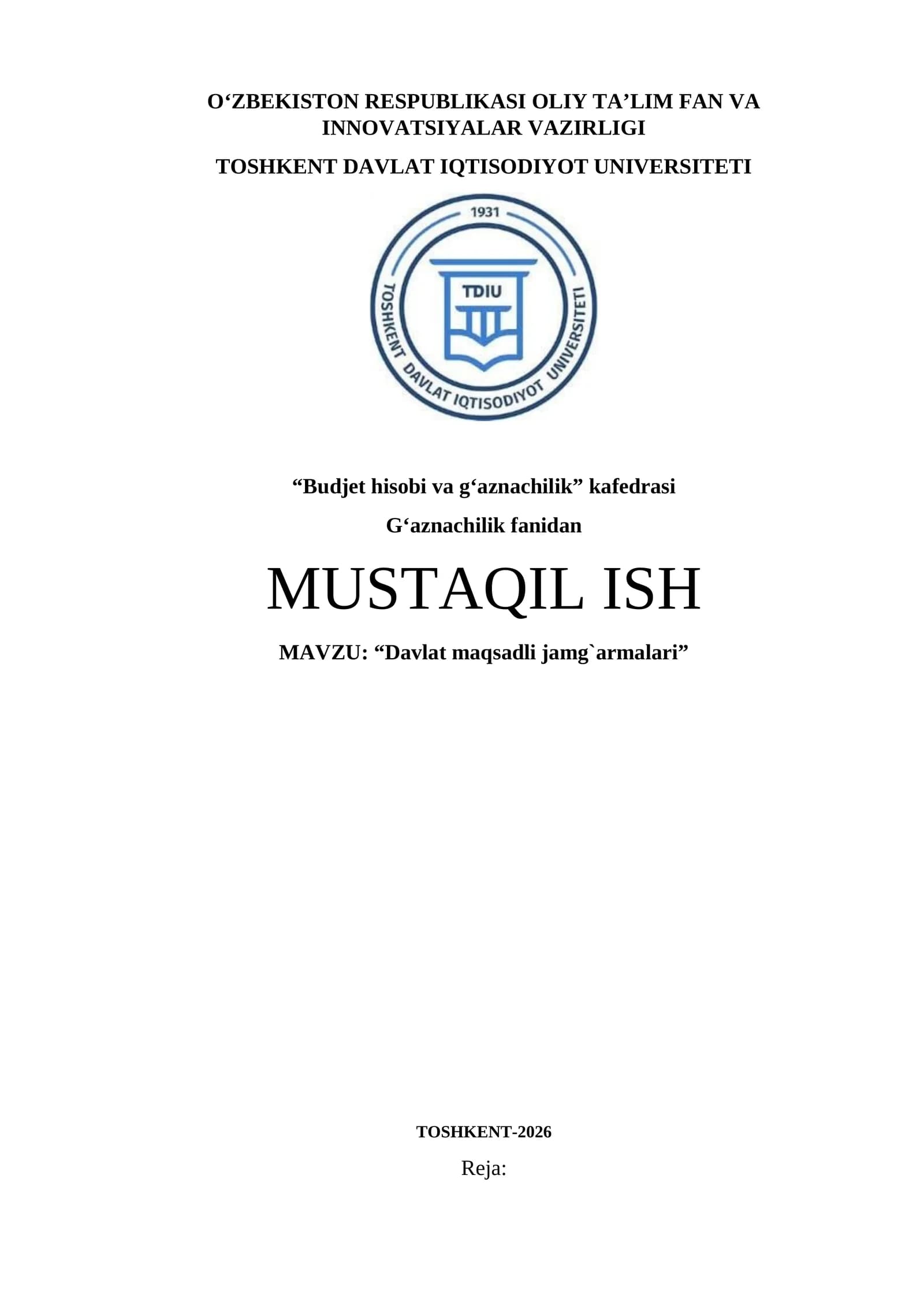 Davlat maqsadli jamg`armalari
