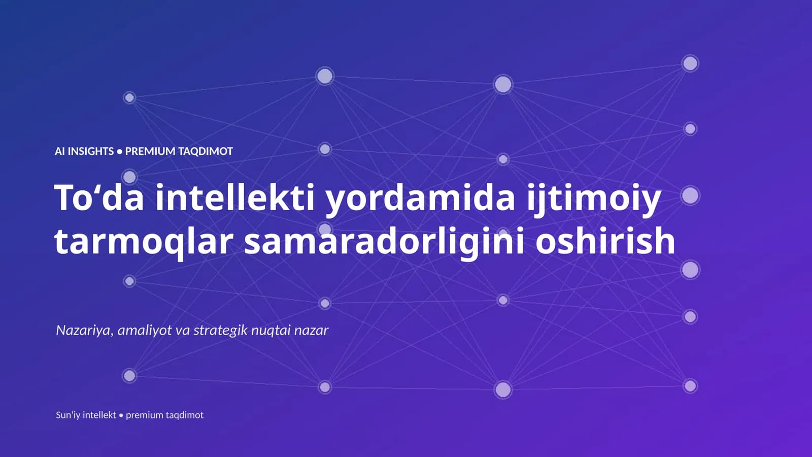 Toʻda intellekti yordamida ijtimoiy tarmoqlar samaradorligini oshirish