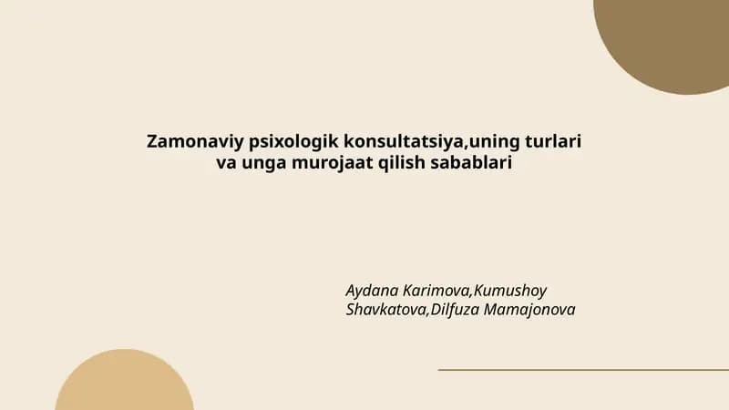 Zamonaviy psixologik konsultatsiya