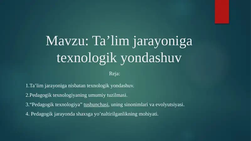 Pedagogik texnologiya