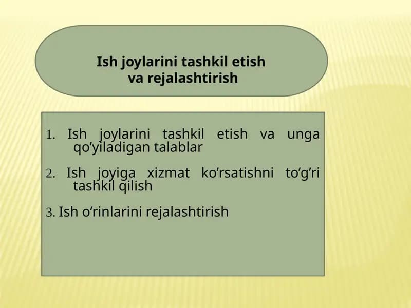 Ish joylаrini tаshkil etish vа rejalashtirish