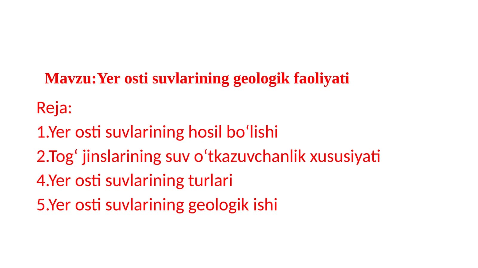 Yer osti suvlarining geologik faoliyati