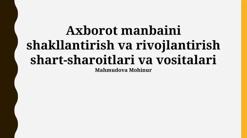 Axborot Resurslari Shakillanishi va Rivojlanish