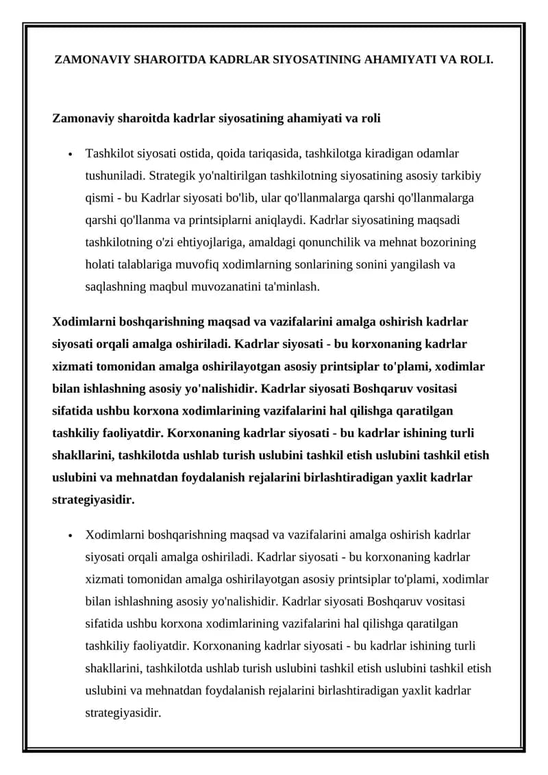 Kadrlar siyosati