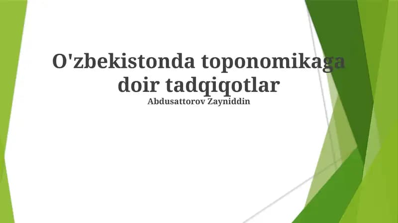 O'zbekistonda toponomikaga doir tadqiqotlar