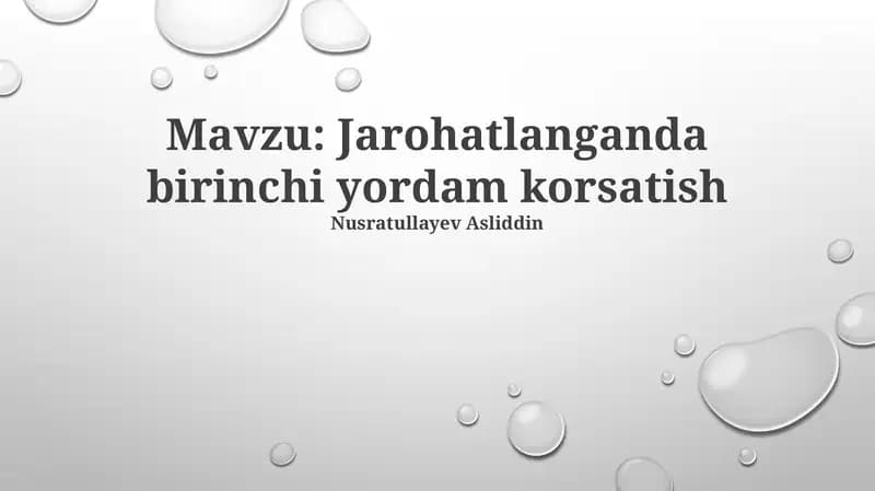 Jarohatlanganda birinchi yordam korsatish