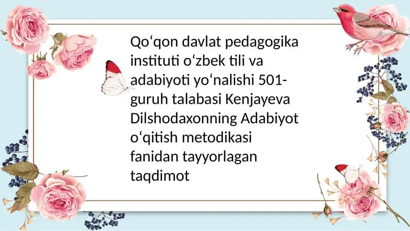 Adabiyot o'qitish metodi