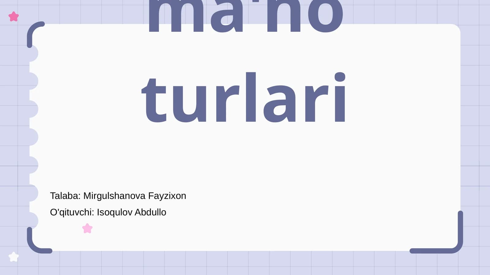 Ot turkumining ma'no turlari