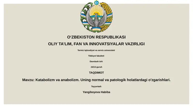 Katabolizm va anabolizm