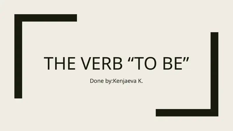 The verb "To be"