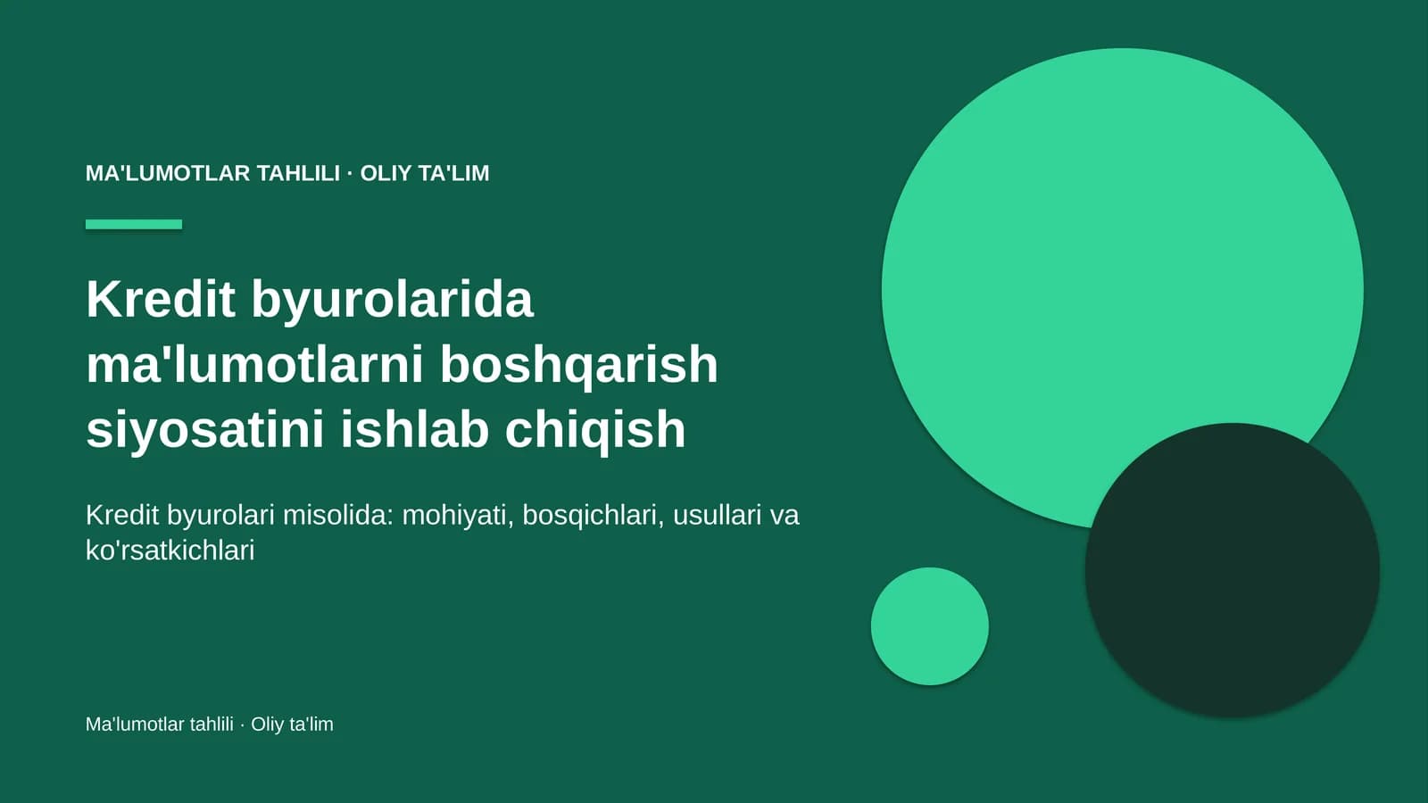 Kredit byurolarida ma'lumotlarni boshqarish siyosatini ishlab chiqish