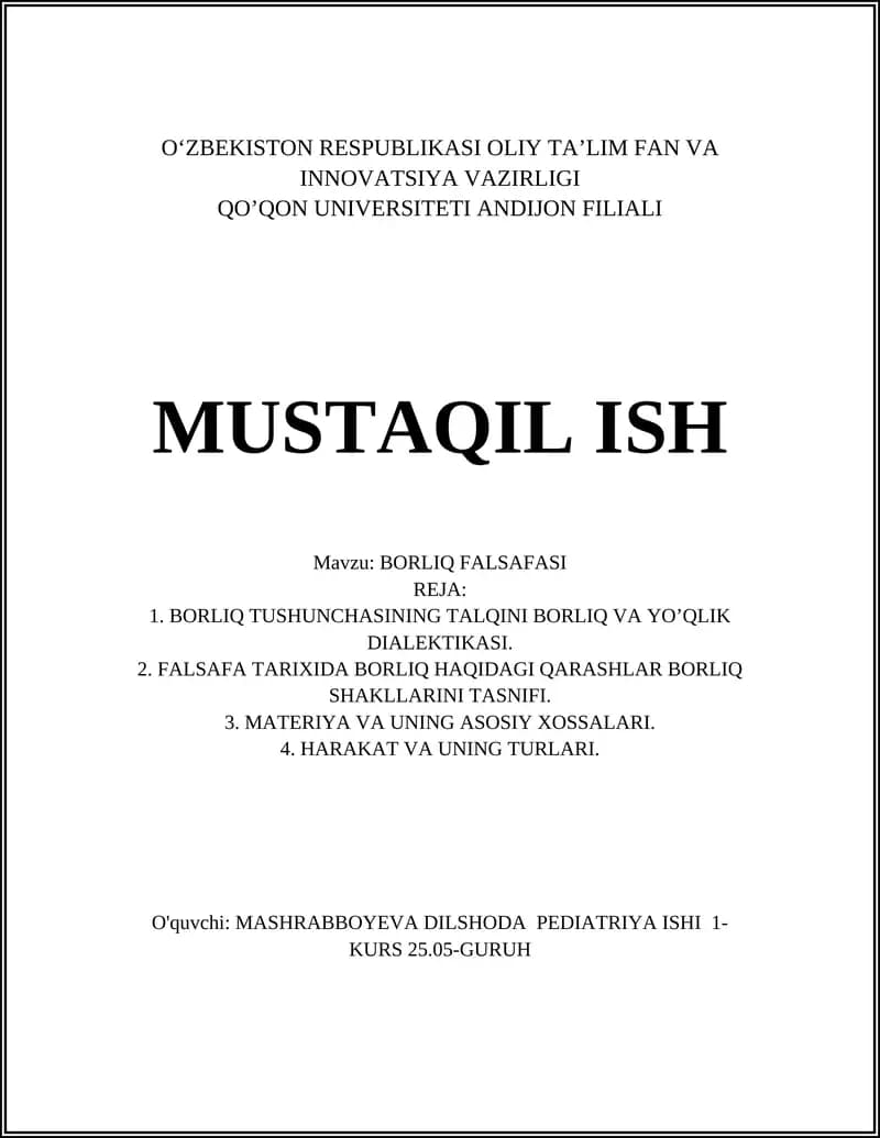 BORLIQ FALSAFASI