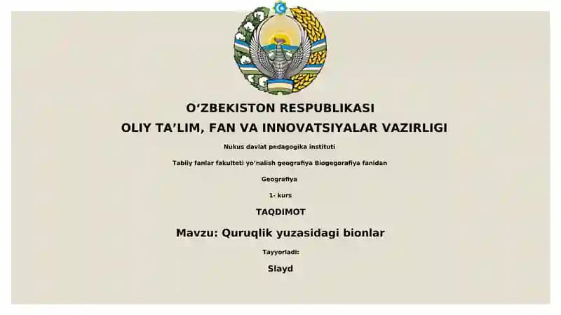 Quruqlik yuzasidagi bionlar