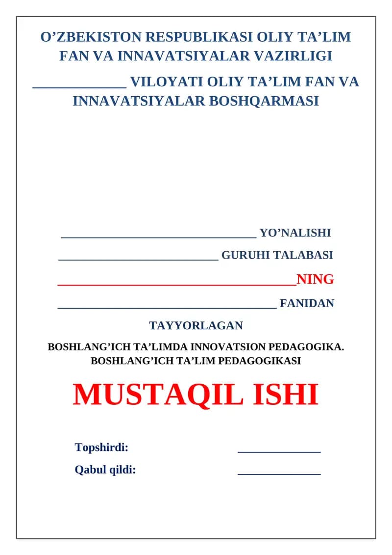Boshlang’ich ta’limda innovatsion pedagogika