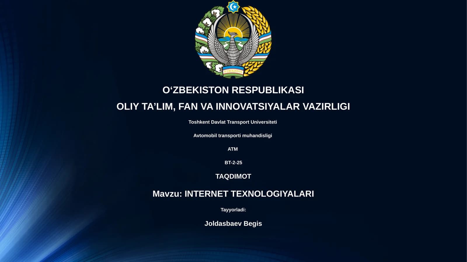 INTERNET TEXNOLOGIYALARI