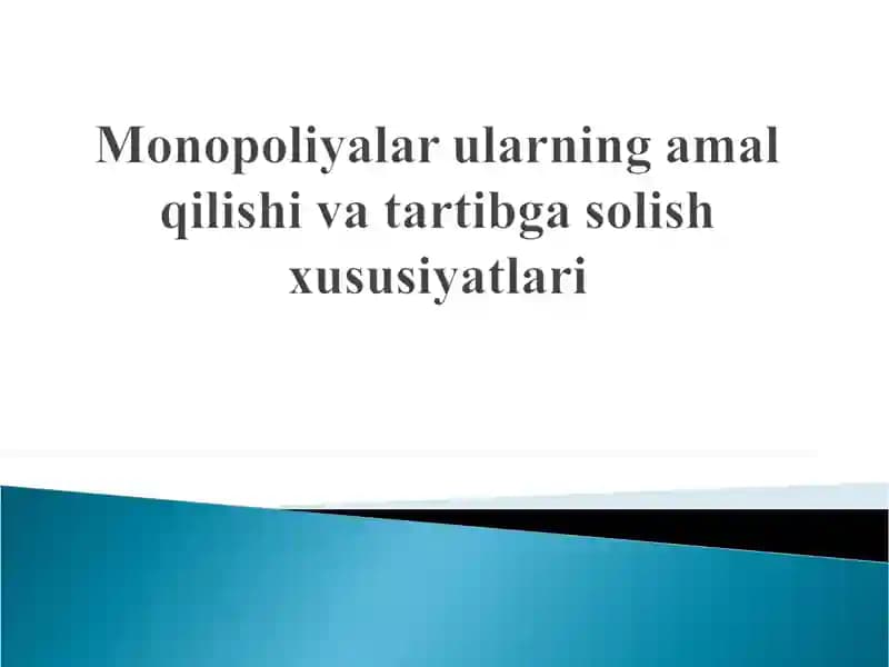 Monopol hukmronlik tog’risida tushuncha