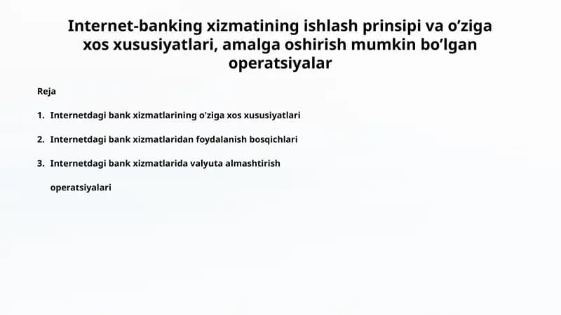 Internet-banking xizmatlari