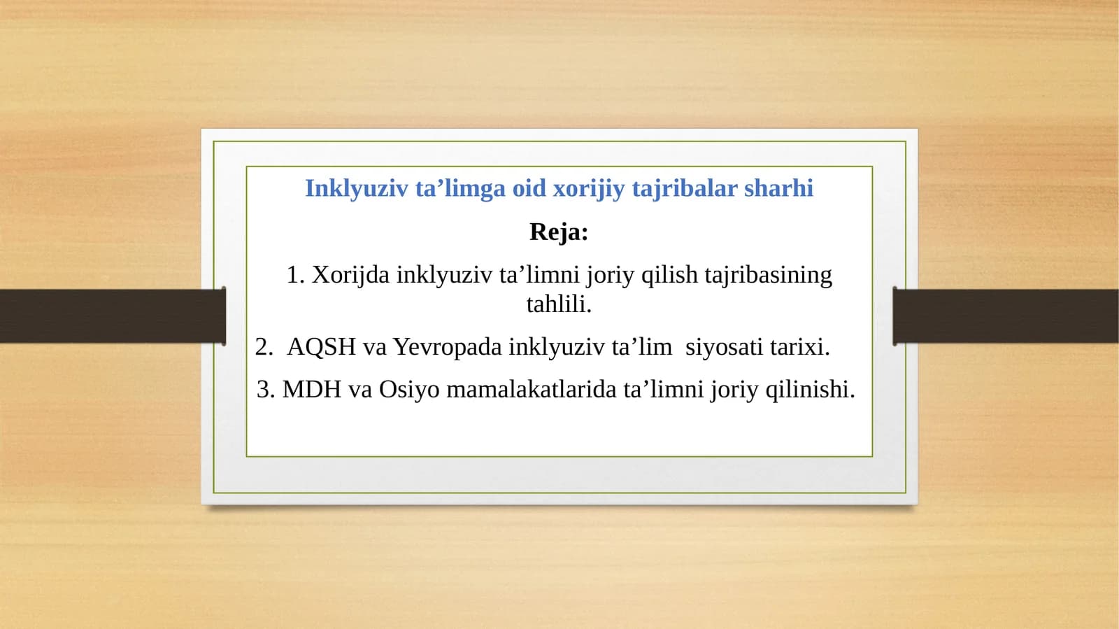 Inklyuziv ta’limga oid xorijiy tajribalar sharhi