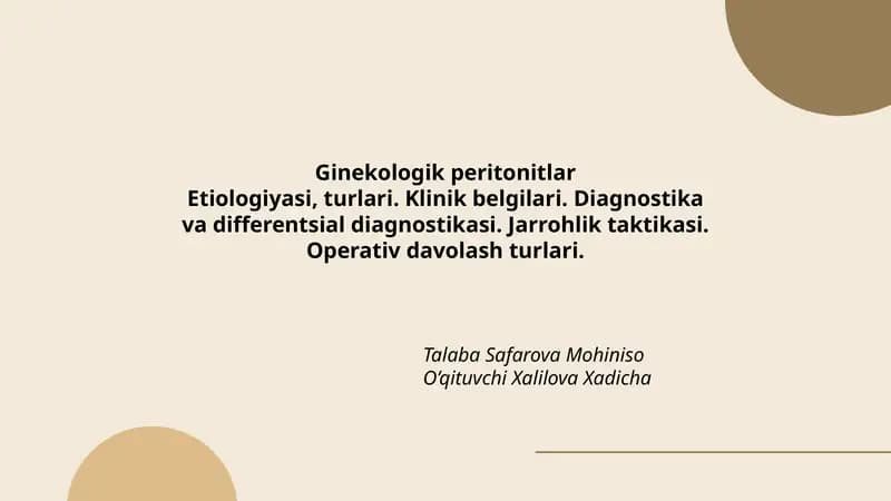 Ginekologik peritonitlar